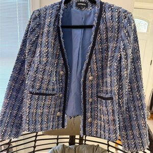 Express Women's Blue and Black Tweed Blazer